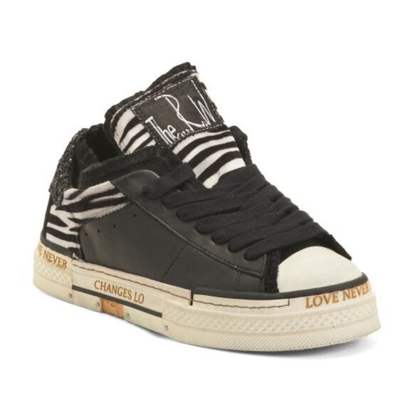 NEW REBECCA WHITE Leather Identity Sneakers in black for women 1125 5t3 - Picture 2 of 5